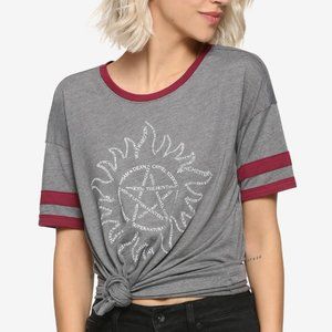Supernatural Words Anti-Possession Symbol Girls Ringer T-Shirt